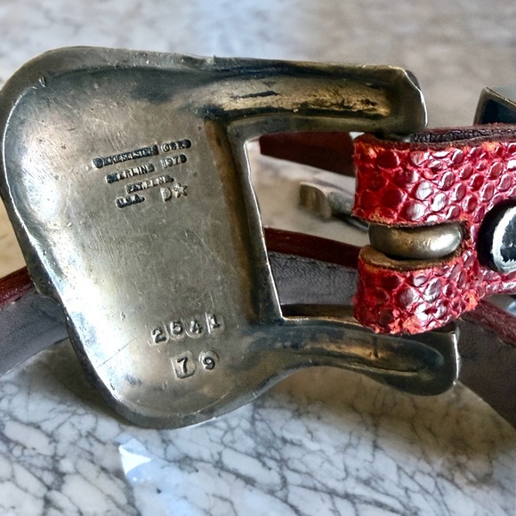 Vintage 1978 Barry Kieselstein-Cord Sterling Silver Buckle Red Leather Belt USA main image 5